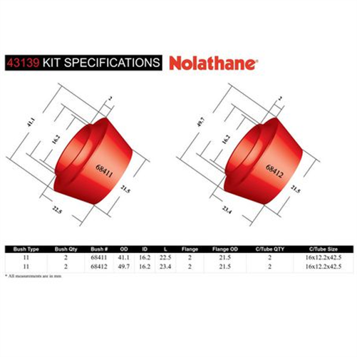 Nolathane SHOCK ABSORBER BUSH KIT 43139