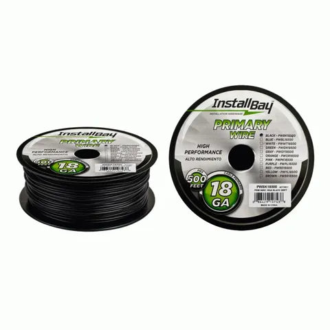 Install Bay 18 Gauge Primary Wire | Black | 150 Metre Roll