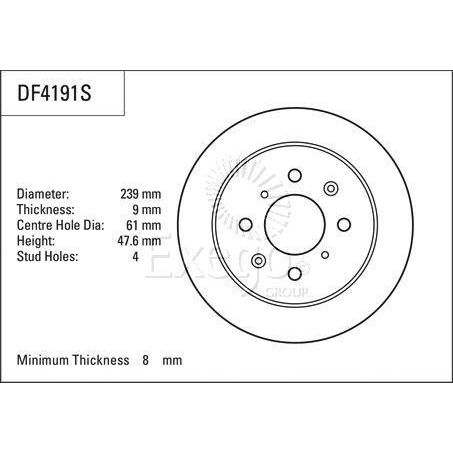 TRW Disc Brake Rotor 239mm x 8 Min