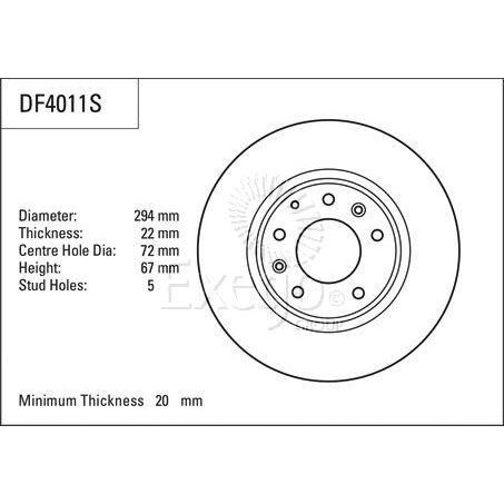 TRW Disc Brake Rotor 294mm x 20min
