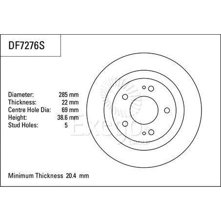 TRW Disc Brake Rotor 285mm x 20.4 min