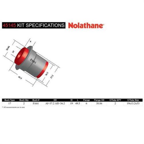 Nolathane FRONT LOWER CONTROL ARM INNER BUSHING KIT 45145