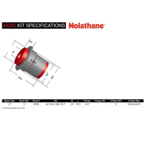 Nolathane BUSH KIT-CONTROL ARM 45250