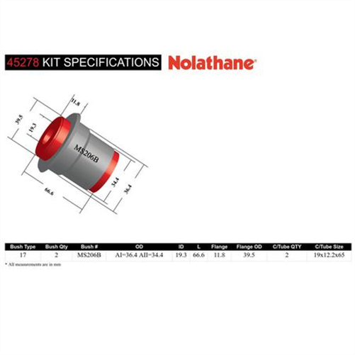 Nolathane BUSH KIT-CONTROL ARM 45278