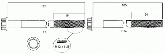 ACL CYLINDER HEAD BOLT - MITSUBISHI 4M40T HBS039