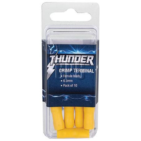 Thunder Crimp Terminal Female Blade Yellow Insulated 6.3mm 10Pk TDR06011