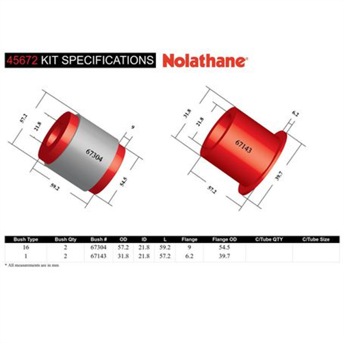 Nolathane CONTROL ARM BUSH KIT 45672