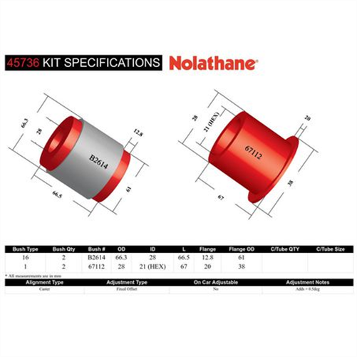 Nolathane CONTROL ARM BUSH KIT 45736