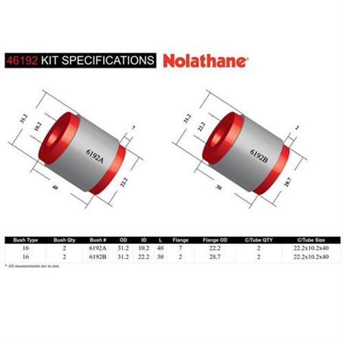 Nolathane CONTROL ARM BUSH KIT 46192