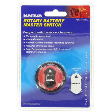 Narva ROTARY BATTERY MASTER / ISOLATOR SWITCH WITH REMOVEABLE KEYED KNOB (CO