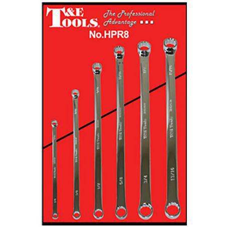 T & E TOOLS T&E SAE High Performance Long Ring Wrench Set 6pc HPR8