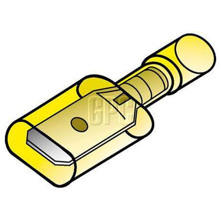 Narva Crimp Terminal Male Blade Yellow Terminal Entry 6.3 X 0.8Mm Polycarbonate 50Pk 56113