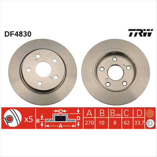TRW Disc Brake Rotor 270mm x 8 Min