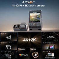 Viofo A329 Dash Cam – 4K Front + 2K Rear, Wi-Fi, GPS, Dual Channel