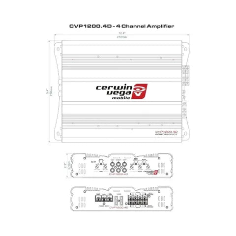 Cerwin-Vega CVP Series 4-Channel Amplifier | 75W x 4 @ 2Ω / 55W x 4 @ 4Ω | Compact Full-Range Power