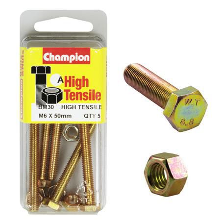 CHAMPION AUTO PARTS Champion Screw & Nut Pack M6 x 50 BM30
