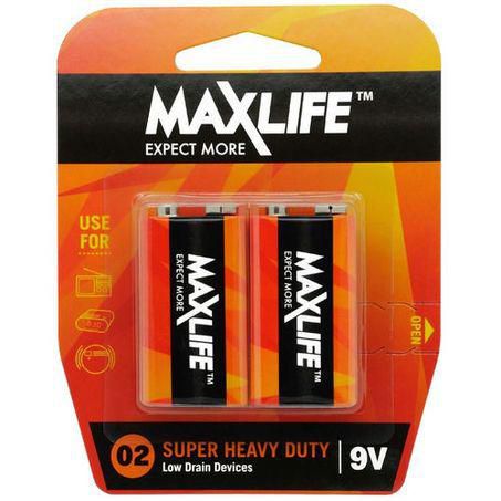 MAXLIFE 9V SUPER H/DUTY 2 PACK BAT9V-S2