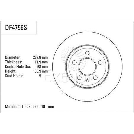 TRW Disc Brake Rotor 287.8mm x 10 Min