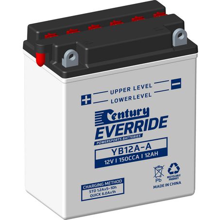 EVERRIDE Century EverRide Motorcycle Battery 12V 12Ah 18 Month Warranty YB12A-A CENTURY