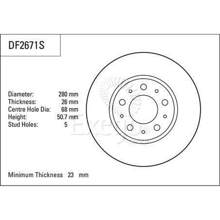TRW Brake Rotor 280mm 23 Min