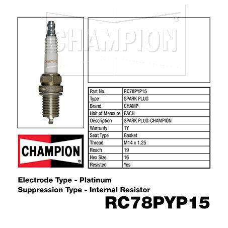 Champion Platinum Spark Plug RC78PYP15