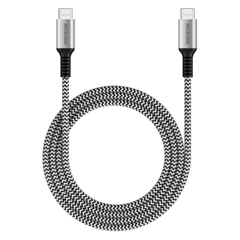 MICRODIA ExeCableâ„¢ Tweed PD100W 1.3M USB-C to USB-C Cable â€“ Zebra, Fast Charging & Data Transfer