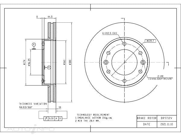 DISC BRAKE ROTOR HYUNDAI KIW 300MM DR9712V