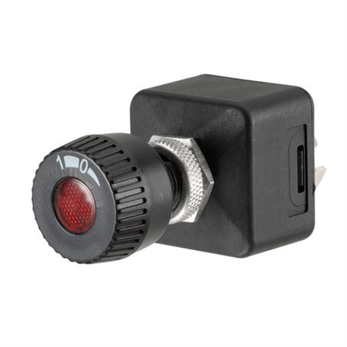 Narva Rotary Switch On - Off - SPST 12V Red Illuminated (Contacts Rated 15A