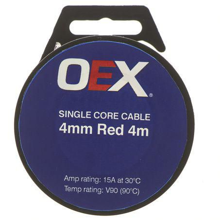 OEX 4mm Single Core Automotive Cable Red  4m Roll