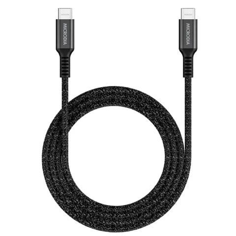 MICRODIA ExeCableâ„¢ Tweed PD 100W USB-C to USB-C Cable â€“ 1.3m, Charcoal