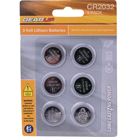 GEAR UP GearUp Lithium Button Battery CR2032 6pk GU2032-6