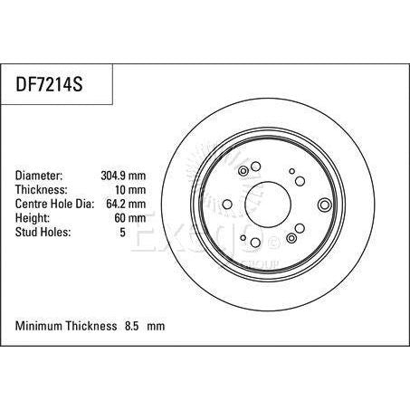 TRW isc Brake Rotor 304.9mm x 8.5 Min