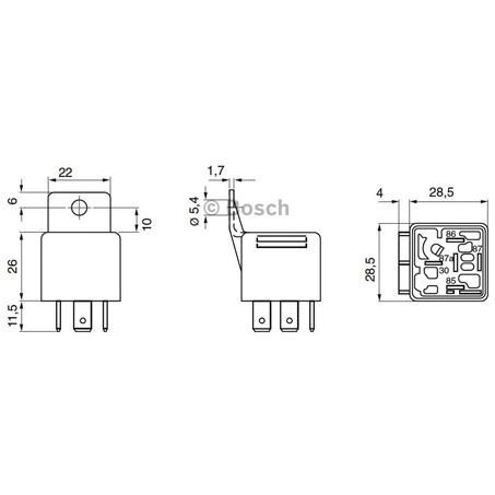 Bosch Mini Relay 24V Change Over 20/10A - Resistor Protected
