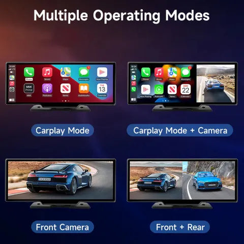 Ottocast Wireless CarPlay & Android Auto 10” Touchscreen with 2K Front & Rear Camera System | All-in-One In-Car Display