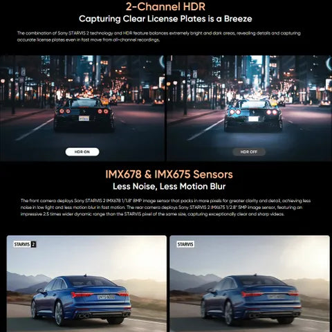 Viofo A329 Dash Cam – 4K Front + 2K Rear, Wi-Fi, GPS, Dual Channel