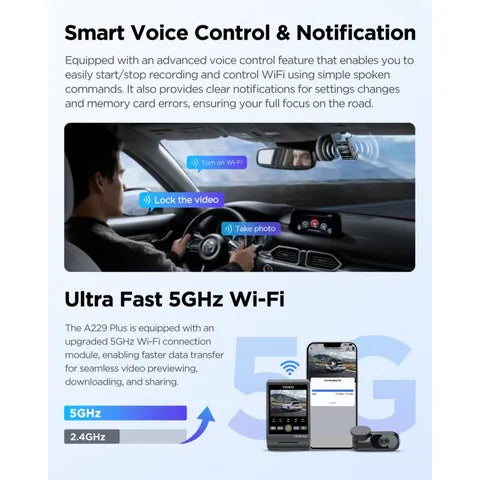 Viofo A229 Duo-G 2K Front & Rear Dash Cam – 5GHz WiFi & GPS