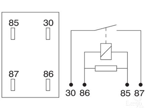 OEX Micro Relay 12V 20A 4 Pin Resistor Protected - 1Pce
