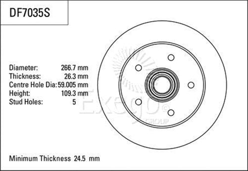 TRW Disc Brake Rotor 266.7mm x 24 Min