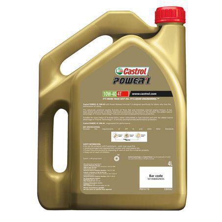 CASTROL POWER 1 4T 10W-40 MOTORCYCLE ENGINE OIL 4L 3384362