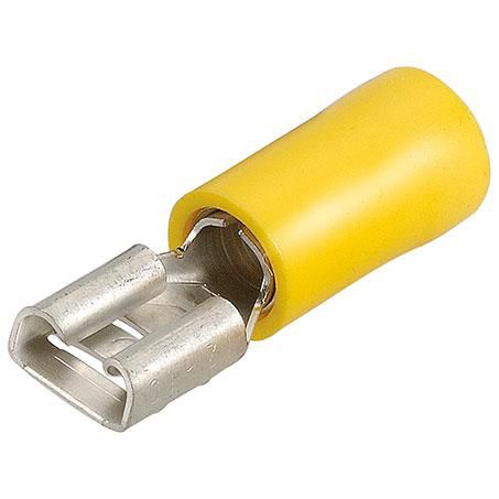 Narva Crimp Terminal Female Blade Yellow Insulated 6.3mm - 12 Pce
