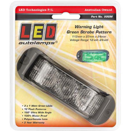 LED Autolamps 90 Series Green Emergency LED Strobe/Warning Light 12V/24V Surface Mount 90GM