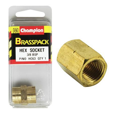 CHAMPION AUTO PARTS Champion Connector Hex Socket Brass 3/8 inch BSP HC63