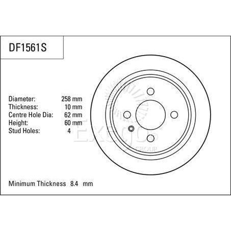 TRW Disc Brake Rotor Solid 258mm x 8.4 min