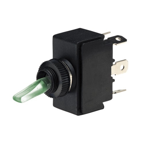 Narva Toggle Switch On/Off/On SPDT Red/Natural/Green Illuminated (Contacts R