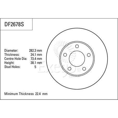 TRW Disc Brake Rotor 282mm x 22.4 Min