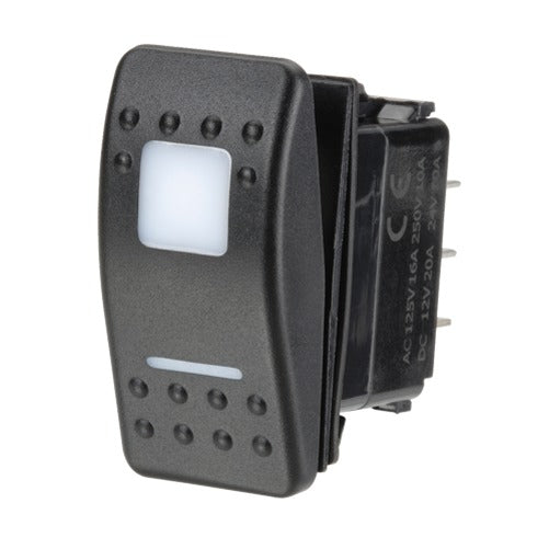 Narva SEALED ROCKER SWITCH ON/OFF/ON DPDT 12/24V RED LED (CONTACTS RATED 20A