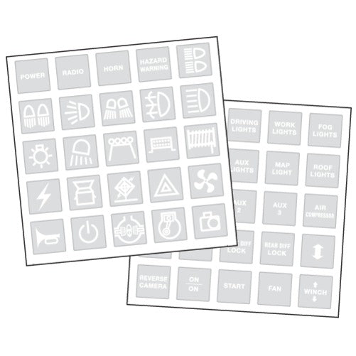 Narva WHITE SWITCH DECAL SET - 4WD