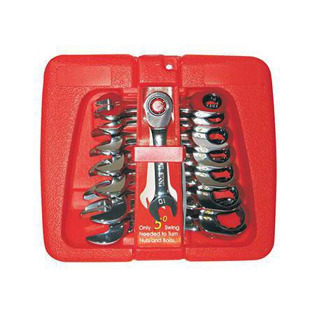 T & E TOOLS T&E Stubby Gear Ratchet Wrench Set 8pc Metric S13109