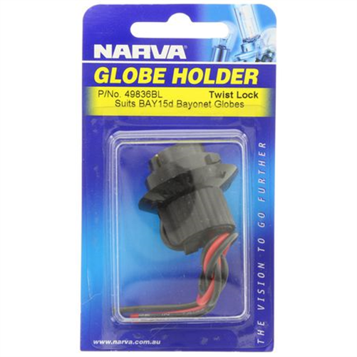 Narva Globe Holder BA15d Push Lock Pre Wired - 1 Pce