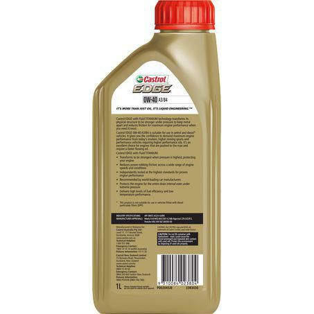 CASTROL EDGE SYNTHETIC 0W-40 ENGINE OIL 1L 3383430
